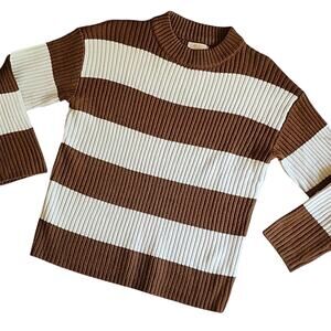 Love For Humanity Brown and Ivory Striped Sweater